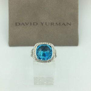 David Yurman 11mm Blue Topaz Albion Ring Size 7